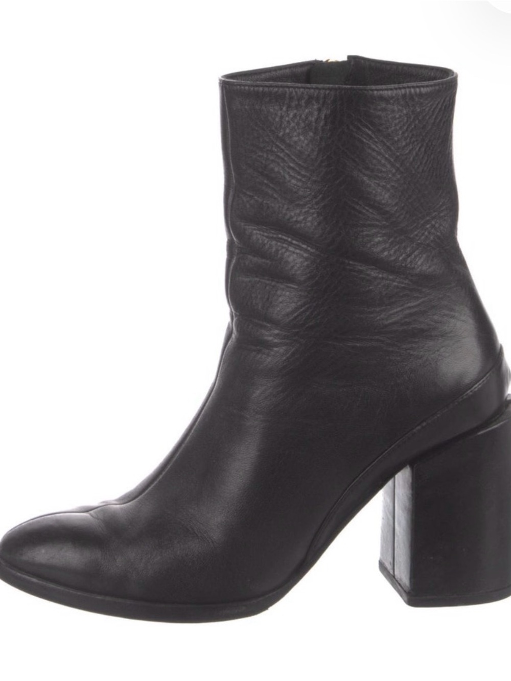 DEAR FRANCES Black Leather Ankle Boot